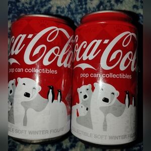 Coca-Cola Red and White Polar Bear Cans Pop Top Collectible